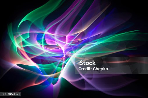 istock Abstract line motion of different colors, curves abstraction col 1302450521