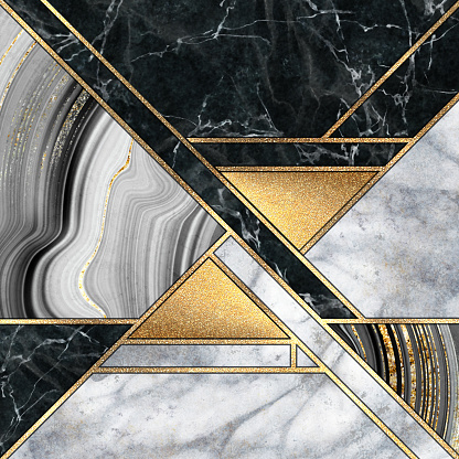 Abstract Minimal Geometric Background Luxury Art Deco Design Mosaic