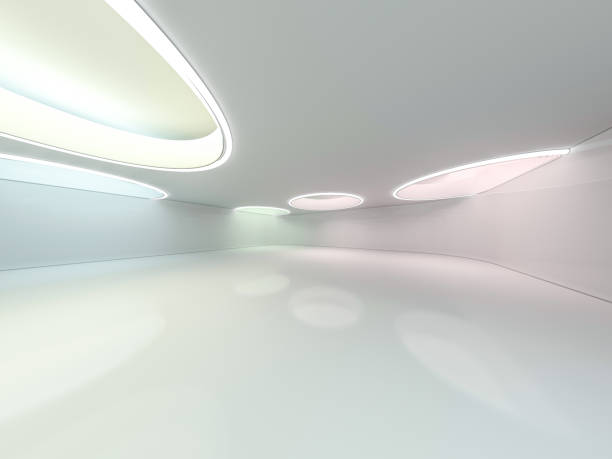 abstrakt modern arkitektur bakgrund. 3d-rendering - white room bildbanksfoton och bilder