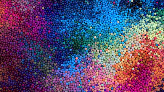 High resolution detailed 3D rendered abstract multicolored background texture with many small funny balls
