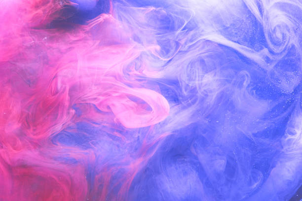 Abstract multicolored swirling fume background. Pink, purple and blue hookah smoke backdrop stock photo