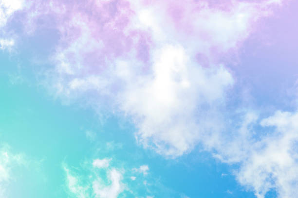 추상 네온 파스텔 배경입니다. 보라색과 청록색 하늘, 톤 이미지 - 천상의 뉴스 사진 이미지