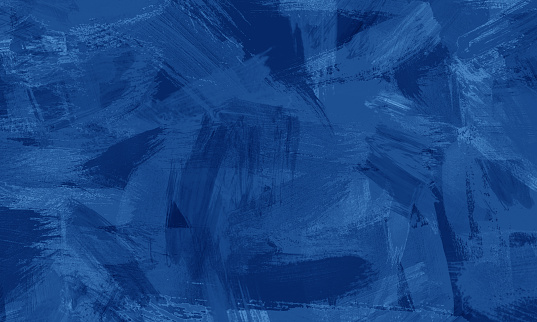 Abstract painted blue background with rough brush strokes