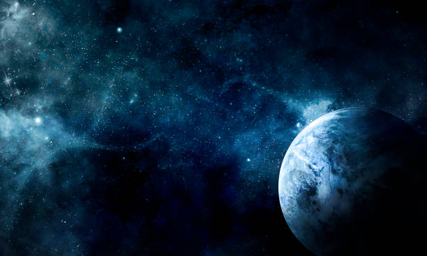 abstracte planeet aarde en de gloed van sterren in de ruimte - de ruimte en astronomie stockfoto's en -beelden