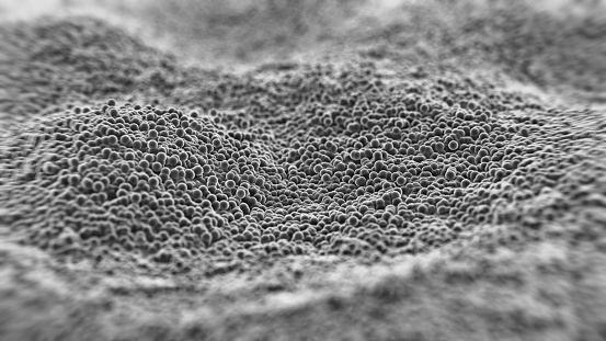 Abstract Science nanotechnology surface - 3d rendered SEM (TEM) like image. Medical research concept.