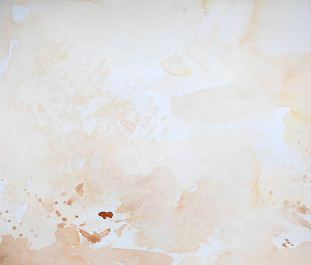 Abstract soft sepia watercolor background on a white paper. stock photo