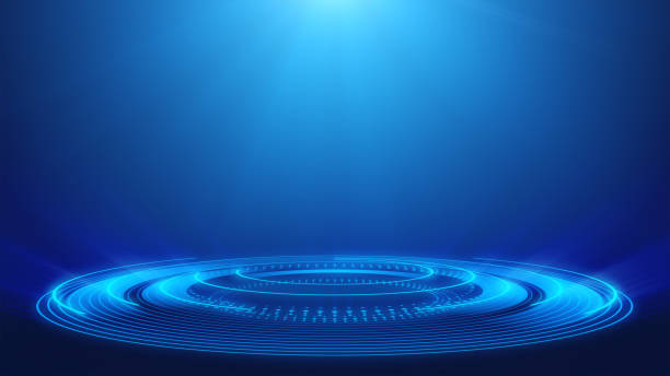Abstract Technology Blue Spotlight Backgrounds - Loopable Elements - 4K Resolution Abstract, Technology, Spotlight, Blue, Backgrounds podium stock pictures, royalty-free photos & images
