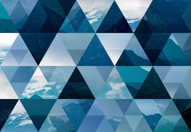 Abstract triangle mosaic background: Mountains Abstract triangle mosaic background: Mountains mountain peak photos stock pictures, royalty-free photos & images