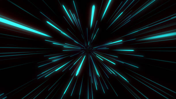 Photo of Abstract tunnel speed light Starburst background dynamic technology concept, blue green
