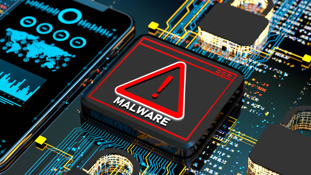 Abstract Warning of a detected malware program Malware Detected Warning Screen with abstract binary code 3d digital concept spyware stock pictures, royalty-free photos & images