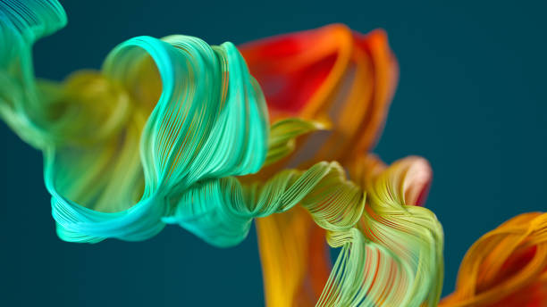 objeto ondulado abstracto - color vibrante fotografías e imágenes de stock