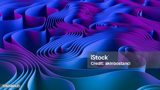 istock 3D Abstract Wavy Spiral Background, Neon Lighting 1280582431