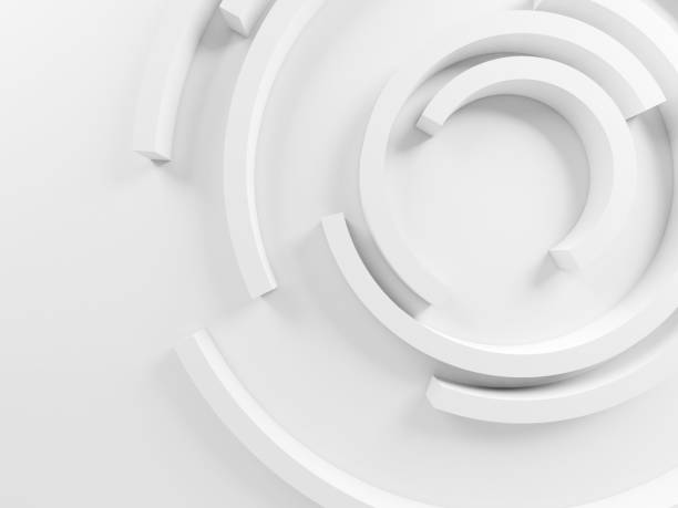 Abstract white background with concentric sectors 3 d stock photo