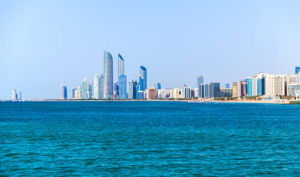 Abu Dhabi downtown, cityscape with skyscrapers stock photo
