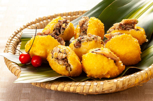 acarajé fish dumplings stock photo