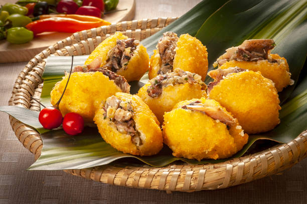 acarajé fish dumplings stock photo