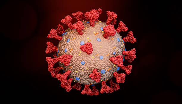 Accurate scientific render of a coronavirus cell like covid or a flu virus structure with spikes glycoprotein, M proteins, E proteins, hemagglutinin and membrane. Science 3D rendering illustration. Accurate scientific render of a coronavirus cell like covid or a flu virus structure with spikes glycoprotein, M proteins, E proteins, hemagglutinin and membrane. Science 3D rendering illustration. spiked stock pictures, royalty-free photos & images