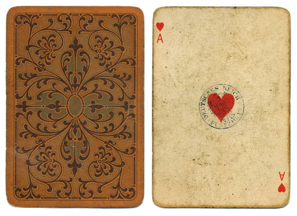 Ace of hearts antique worn card by Dondorf around 1900 stock photo
