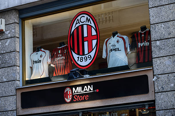 acmilan store sign in milan city centre - milan 個照片及圖片檔