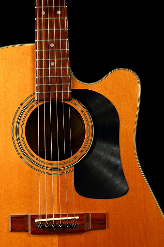 Acoustic Guitar With Vinyl Record For A Pick Guard Stock Photo ...
