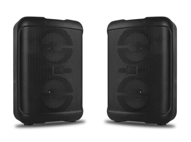 acoustic sound system, speakers, on a white background stock photo