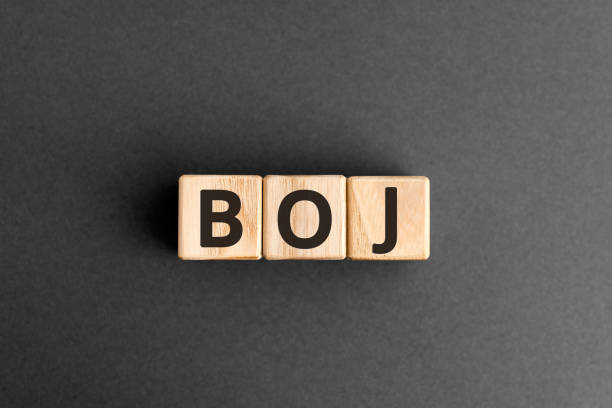 BOJ - acronym from wooden blocks with letters BOJ - acronym from wooden blocks with letters, Japanese central bank, Bank of Japan BOJ concept,  top view on grey background BANK OF JAPAN stock pictures, royalty-free photos & images