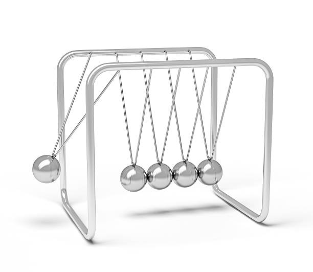 Action sequrence concept background - Newton's cradle executive Action sequrence concept background - Newton's cradle executive toy isolated on white background isaac newton stock pictures, royalty-free photos & images