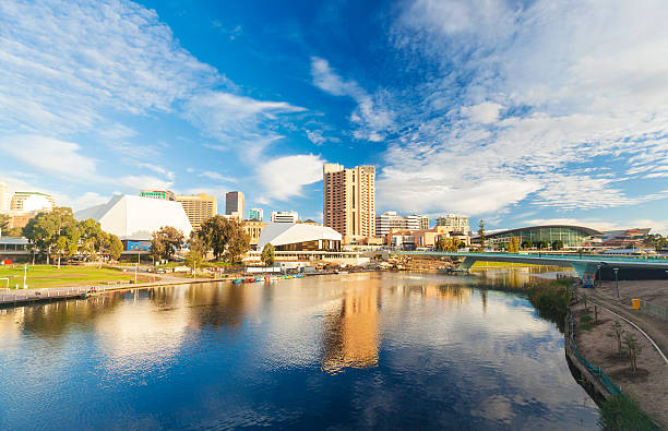 Adelaide city centre across the River Torrens stock photo