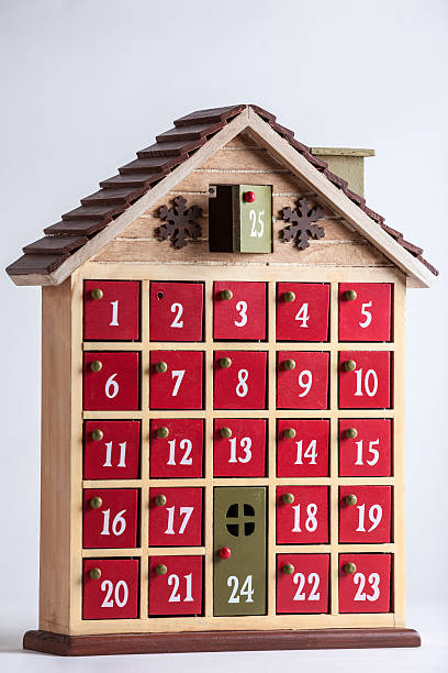 wooden advent calendar with christmas day open