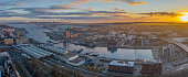 istock Aerial city panorama of the port city of Kiel in the morning. 1327232092