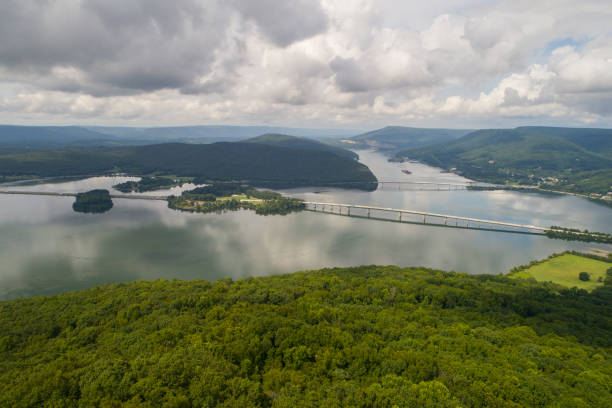 Aerial image Tennessee River Aerial drone photo of the Tennesse River tennessee river stock pictures, royalty-free photos & images