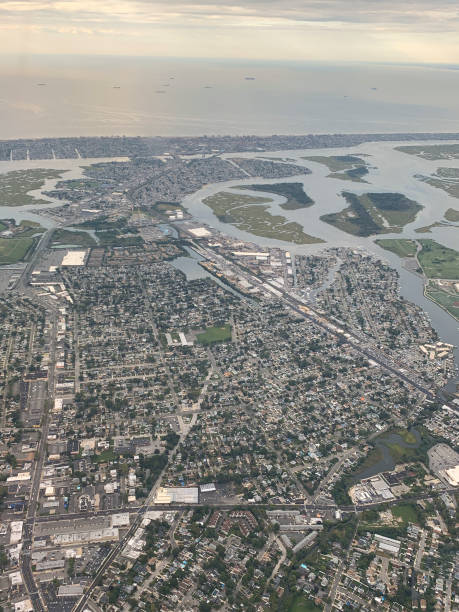 aerial ⁨Long Island⁩, ⁨Rockville Centre⁩, ⁨New York⁩, ⁨United States⁩  new jersey street flooding stock pictures, royalty-free photos & images