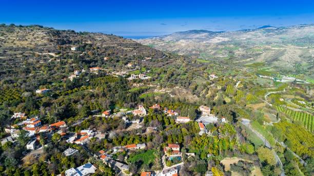 Aerial Miliou, Paphos, Cyprus stock photo
