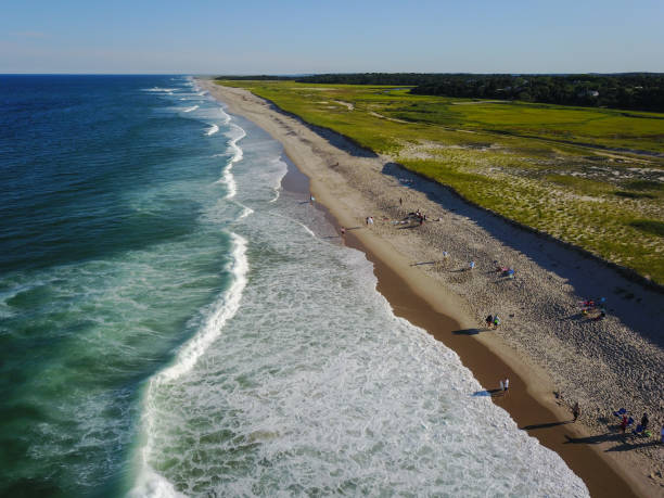 Aerial of Cape Cod Beach stock photo