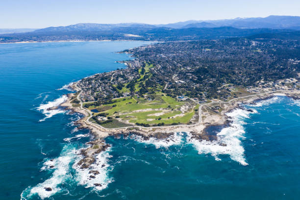 Aerial of Monterey, California stock photo