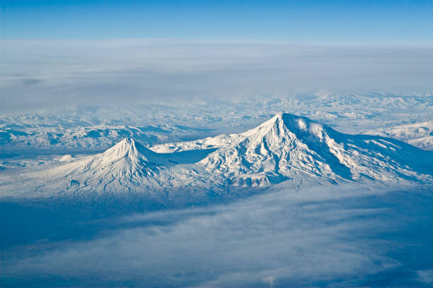 Aerial of Mount Ararat in Armenia stock photo