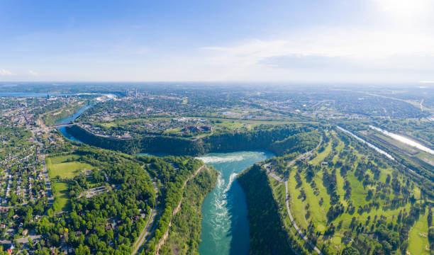 Aerial of Niagara falls town view, Ontario, Canada Ontario, Canada niagara falls stock pictures, royalty-free photos & images