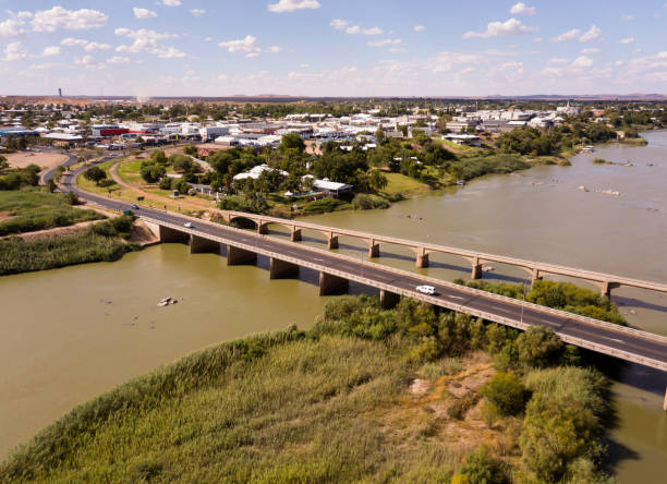 Aerial of Upington, on the Orange River, South Africa stock photo