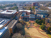 Aerial over North Carolina State University in Raleigh, North Carolina