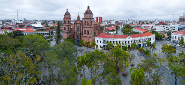 Aerial panorama of the city of Santa Cruz de La Sierra in Bolivia stock photo