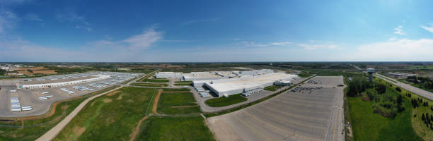 Aerial panorama of Toyota Plant in Woodstock, Ontario, Canada An aerial panorama of Toyota Plant in Woodstock, Ontario, Canada. It opened in 2008 and produces the RAV4 woodstock ontario stock pictures, royalty-free photos & images