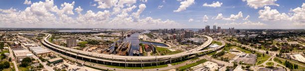 Aerial panorama Port of Tampa FL USA stock photo