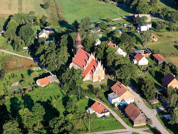 Aerial photo of a Catholic Church stock photo