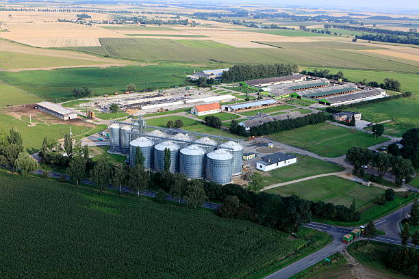 Aerial photo of Agricultural Storage stock photo