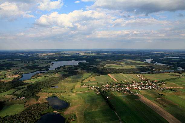 Aerial photo of Brzezno Szlacheckie village stock photo