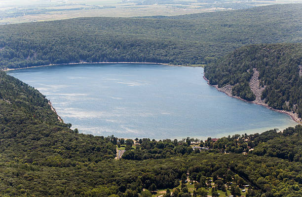 Aerial photo of Devils Lake, in Baraboo Wisconsin stock photo