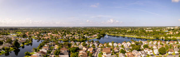 Aerial photo Weston Sunrise Florida residential houses in neighborhoods stock photo