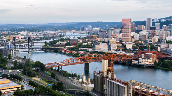 Aerial Portland Downtown From East Portland Stock Photo Download
