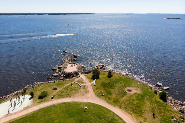 flygsommarvy över katariina seaside park, kotka, finland - moomin bildbanksfoton och bilder