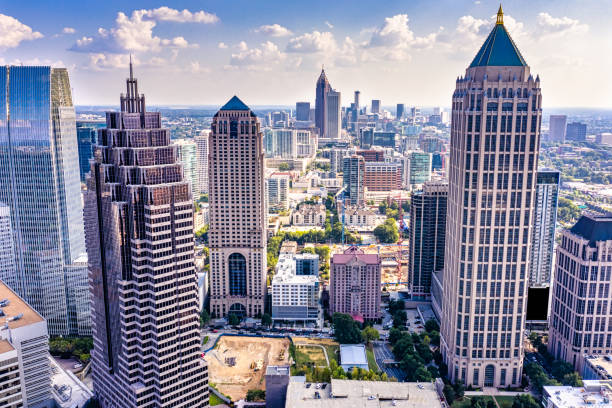 Aerial view downtown Atlanta skyline stock photo